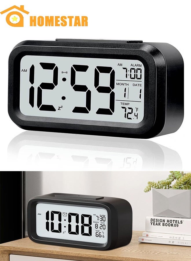 هومستر ضوء الليل ساعة المنبه الرقمية, الإبداعية الذكية, طاولة مكتب جنب السرير, ساعة إلكترونية تعمل بطارية, صمت ساعة المنبه مضيئة مع ضوء قابل للتعديل, مناسبة للطلاب والأطفال, أسود - Image 1