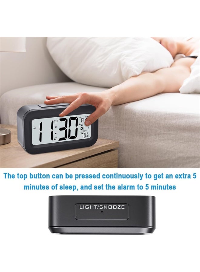 هومستر ضوء الليل ساعة المنبه الرقمية, الإبداعية الذكية, طاولة مكتب جنب السرير, ساعة إلكترونية تعمل بطارية, صمت ساعة المنبه مضيئة مع ضوء قابل للتعديل, مناسبة للطلاب والأطفال, أسود - Image 4