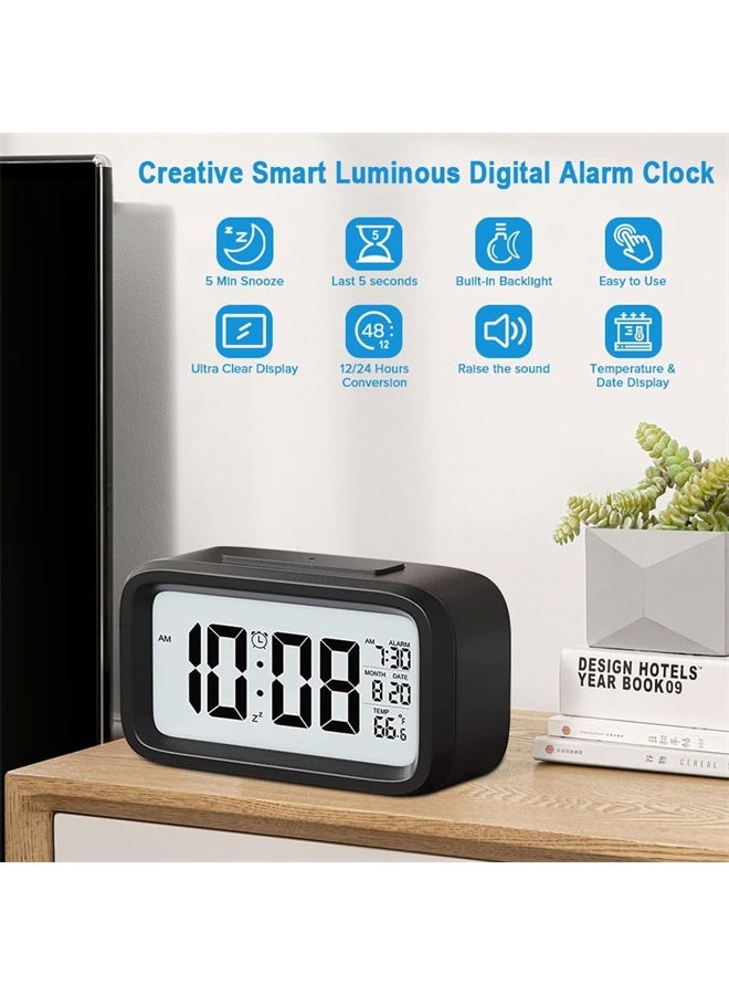 هومستر ضوء الليل ساعة المنبه الرقمية, الإبداعية الذكية, طاولة مكتب جنب السرير, ساعة إلكترونية تعمل بطارية, صمت ساعة المنبه مضيئة مع ضوء قابل للتعديل, مناسبة للطلاب والأطفال, أسود - Image 2
