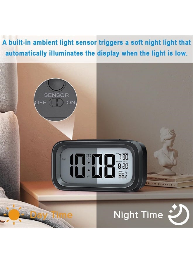هومستر ضوء الليل ساعة المنبه الرقمية, الإبداعية الذكية, طاولة مكتب جنب السرير, ساعة إلكترونية تعمل بطارية, صمت ساعة المنبه مضيئة مع ضوء قابل للتعديل, مناسبة للطلاب والأطفال, أسود - Image 3