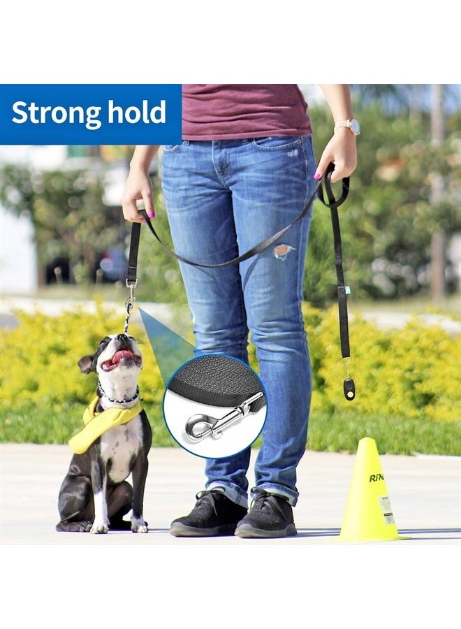 15 ft 20 ft 30 ft 50 ft 100 ft Long Dog Training Leash for Dog Training, Play, Camping, or Backyard Lead with Training Clickers for Small, Medium and Large Dogs or Cats (50 Feet, Black)