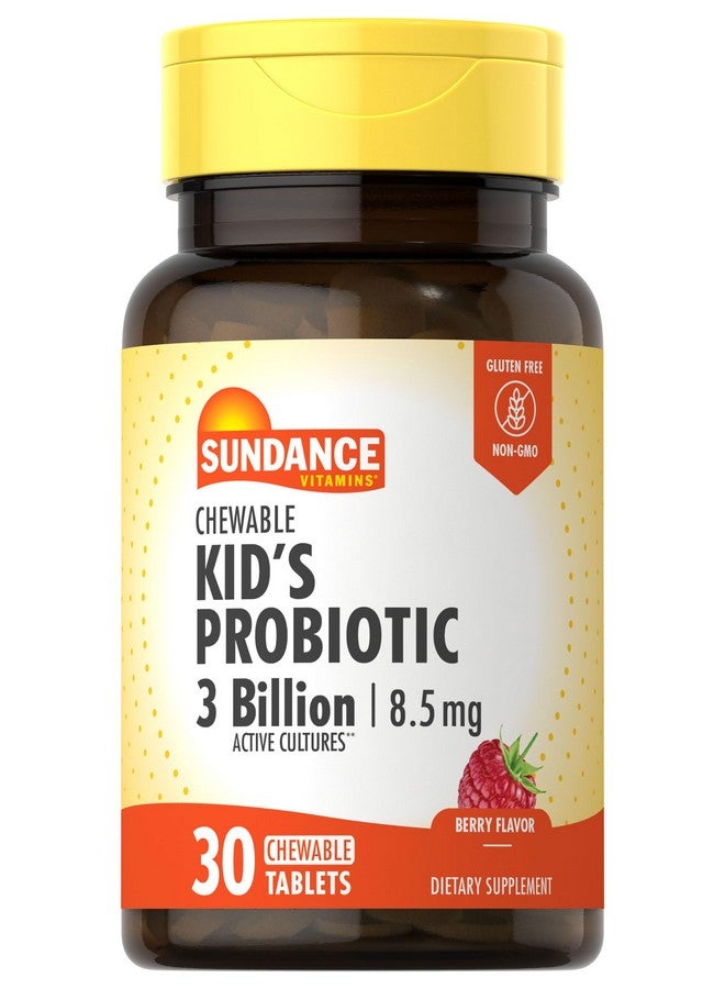 Sundance Kid's Chewable Probiotic | 30 Tablets | 3 Billion Active Cultures | Berry Flavor | Vegetarian, Non-GMO, and Gluten Free Supplement - Image 1