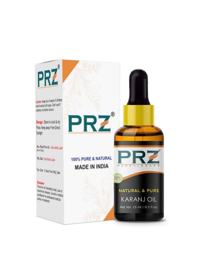 PRZ Karanj Seed Cold Pressed Carrier Oil Pure Natural Therapeutic Grade Oil For Skin Care & Hair Care 15 Ml - Image 1