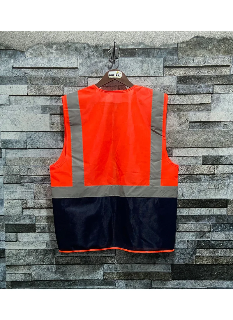 فينتو Engineer Type Reflective Double Color Warning Vest (Orange-Navy Blue)