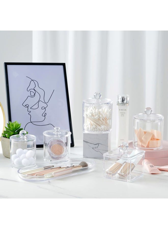 SheeChung Acrylic Vanity Tray, 2 Pack, Clear, 9.65 in x 4.5 in x 0.79 in, Catchall Tray, Countertop Sink Tray Dispenser, Sturdy Holder for Cabinet, Shelf, Cupboard, or Closet Organization - Image 4