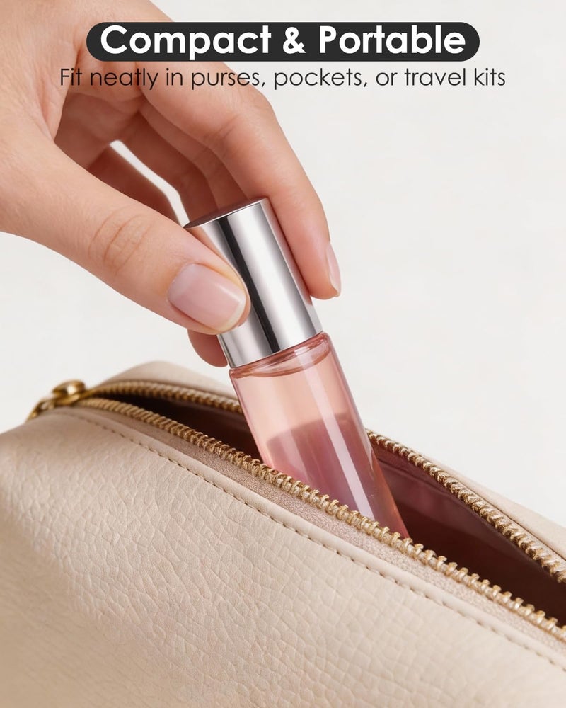 Worldgsb 4 Pack Essential Oil Roller Bottles, 10ml Refillable Glass Roller Bottles with Stainless Steel Roller Balls and Caps for Travel, Perfume and Lip Gloss Rose Gold - Image 4