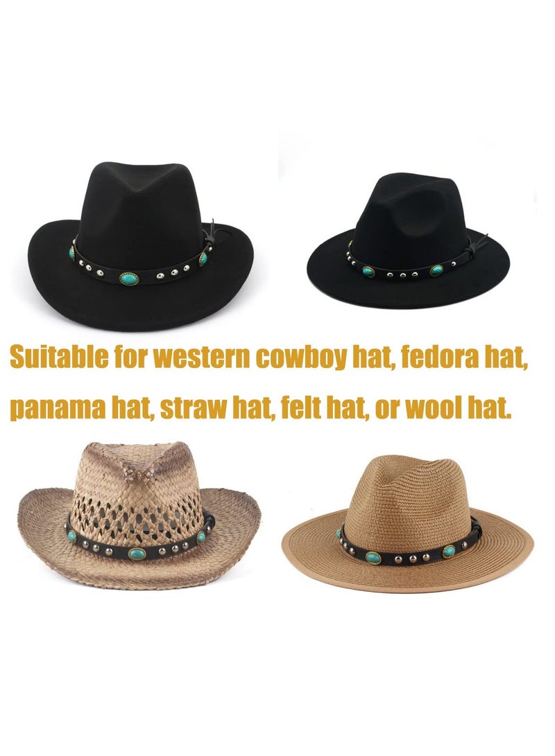 Excefore Hat Bands for Cowboy Hats Panama Rancher Hats Fedora Hats Men Women Handmade(Set of 3) - Image 3