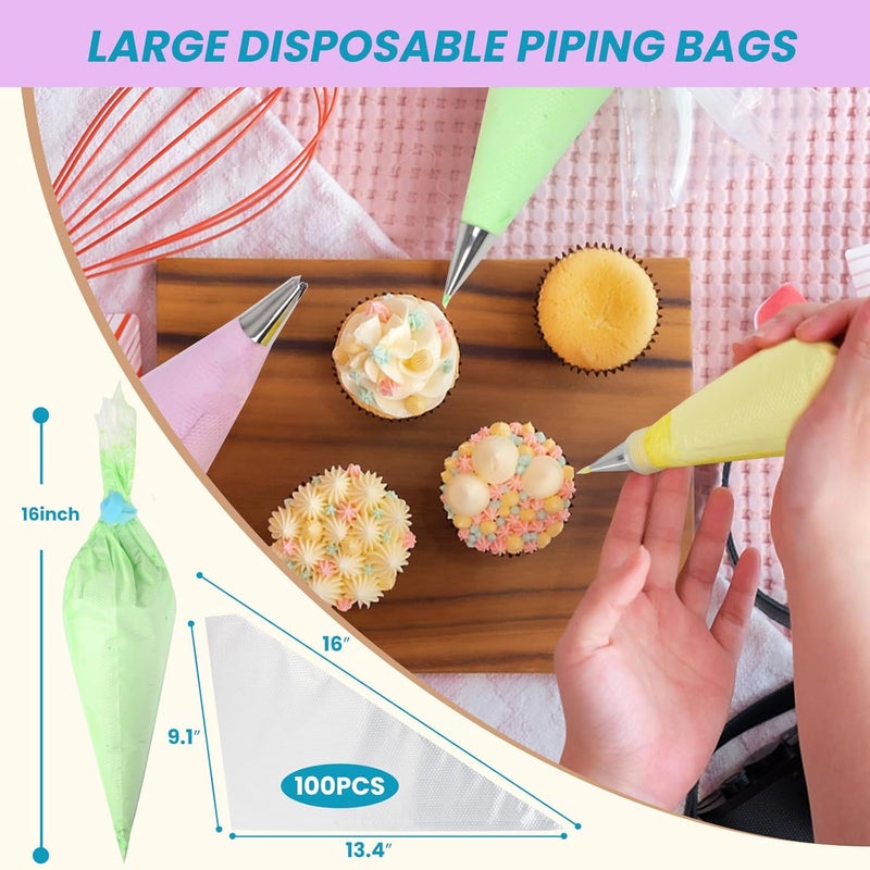firstake Piping Bags 16 Inch - 100pcs Disposable Piping Bags, Large Pastry Bags, Thickened Frosting Bags, Cake Decorating Bags, Large Piping Bags, Icing Bags for Cake Decorating - Image 4