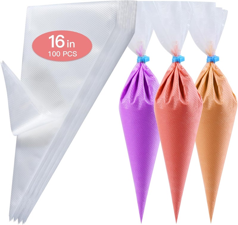 firstake Piping Bags 16 Inch - 100pcs Disposable Piping Bags, Large Pastry Bags, Thickened Frosting Bags, Cake Decorating Bags, Large Piping Bags, Icing Bags for Cake Decorating - Image 1