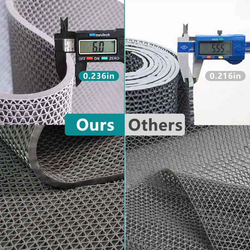 WochiTV Non Slip Drainage Mats PVC Pool Floor Mat 0.23'' Thick Outdoor Indoor Parking Space Mat for Bathroom Garage Basement Backyard Commercial Kitchen 3x3.3Ft, Grey - Image 2