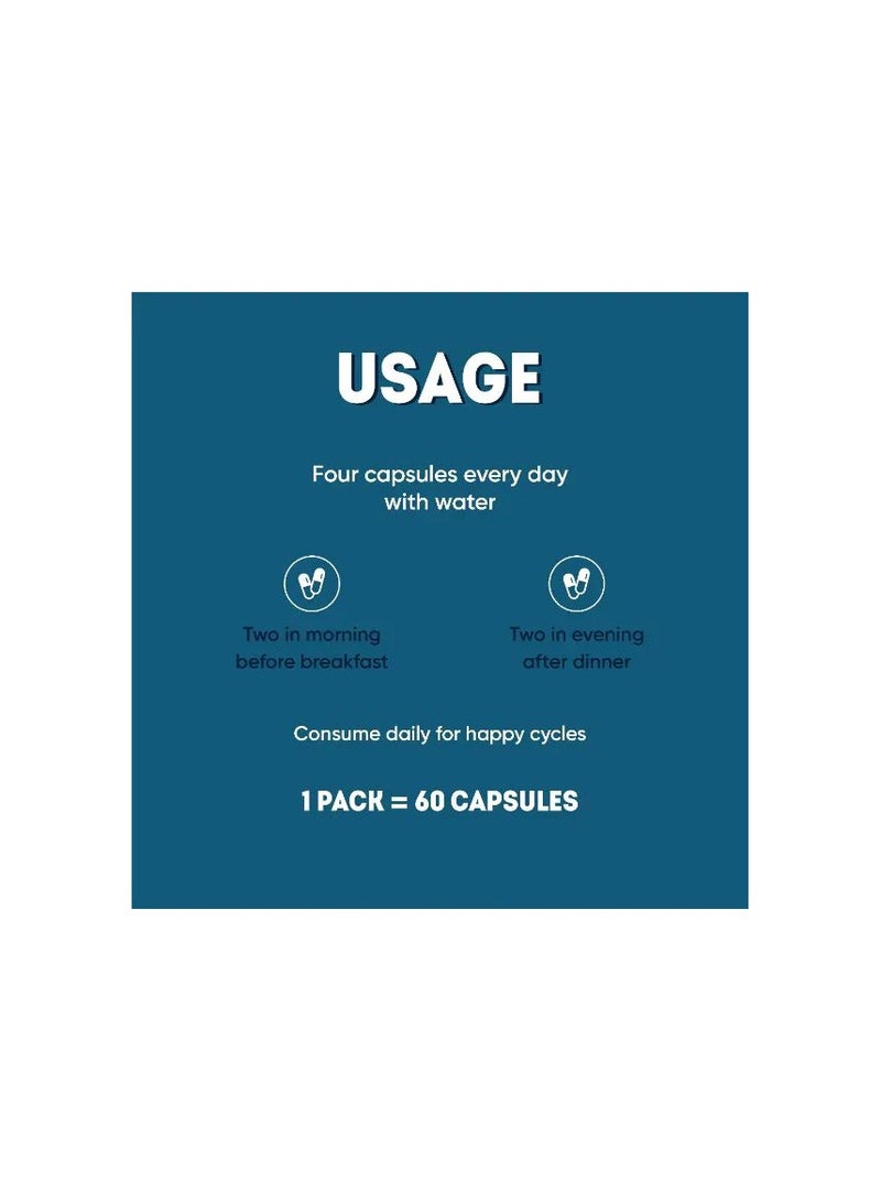 AADAR GOOD PERIOD | Ayurvedic support for period cramps relief, PCOD & PCOS, period pain | 60 Capsules (Pack of 1) - Image 3