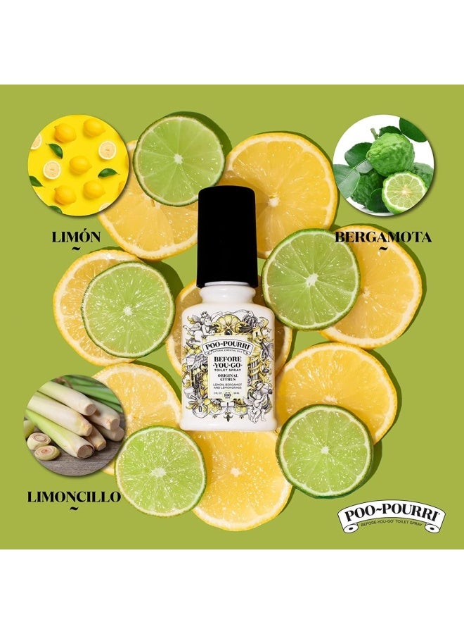 Poo-Pourri بخاخ بoo-Pourri قبل أن تذهب في حالة طارئة، أساسيات السفر، الحمضيات الأصلية 0.34 أونصة سائلة، حتى 20 استخدام، مزيل روائح الحمام أثناء التنقل مع الزيوت الأساسية، حجم معتمد من TSA، ليمون برغموت - Image 3
