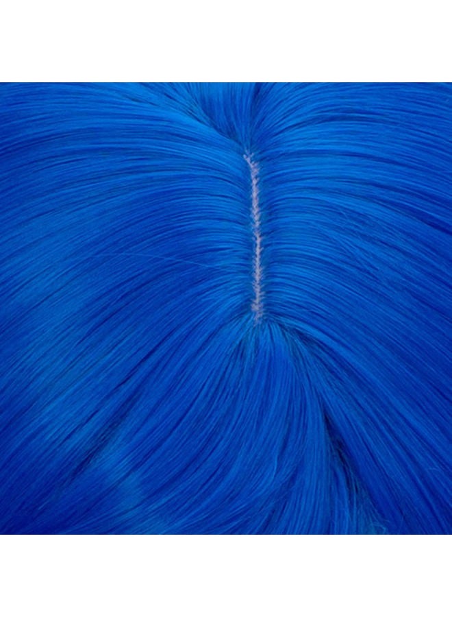 TSNOMORE Blue Bob Cosplay Wig for Women Short Straight Synthetic Wig with Key Necklace and Dragonfly Hairclip, Halloween Costume Party Cosplay Wig for Aldult (A-Light blue) - Image 5