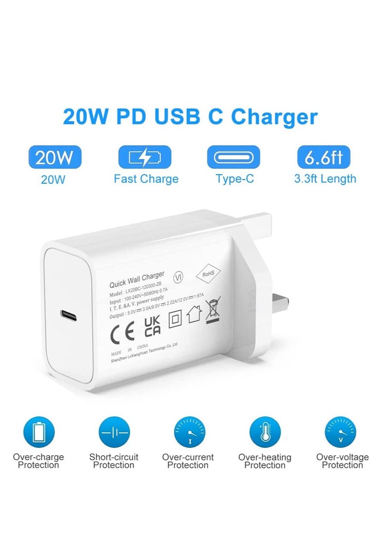 Generic - Apple MFi Certified iPhone 20W USB C PD Wall Plug Fast Charger, Compatible with 6.6FT USB C to Lightning Cable - Image 1