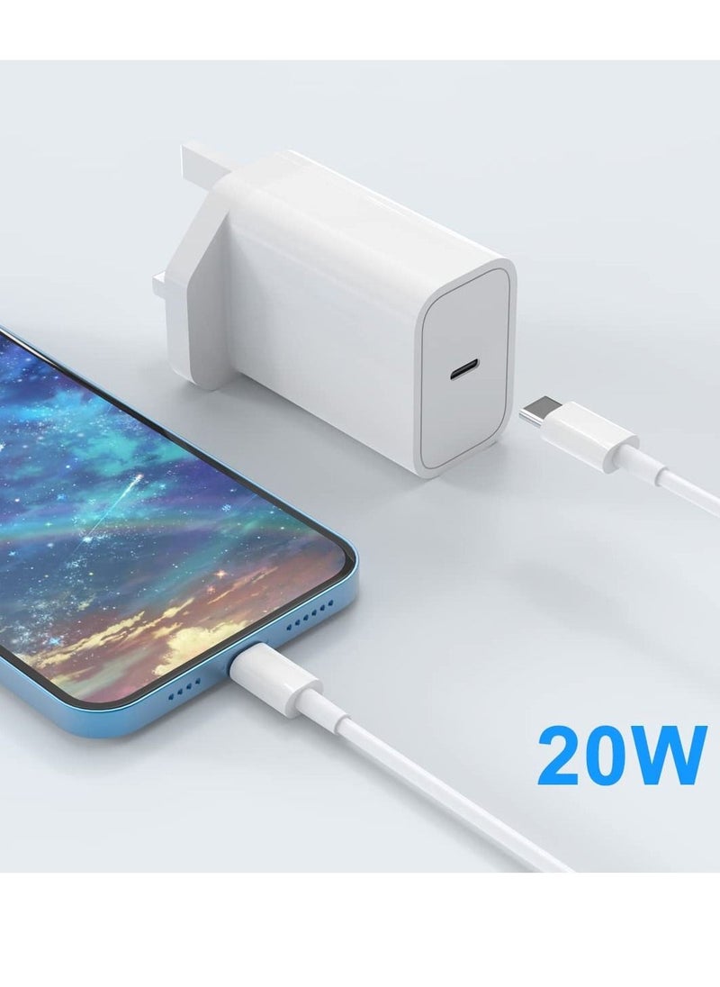Generic - Apple MFi Certified iPhone 20W USB C PD Wall Plug Fast Charger, Compatible with 6.6FT USB C to Lightning Cable - Image 1
