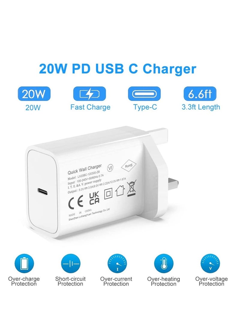 Generic - Apple MFi Certified iPhone 20W USB C PD Wall Plug Fast Charger, Compatible with 6.6FT USB C to Lightning Cable - Image 1