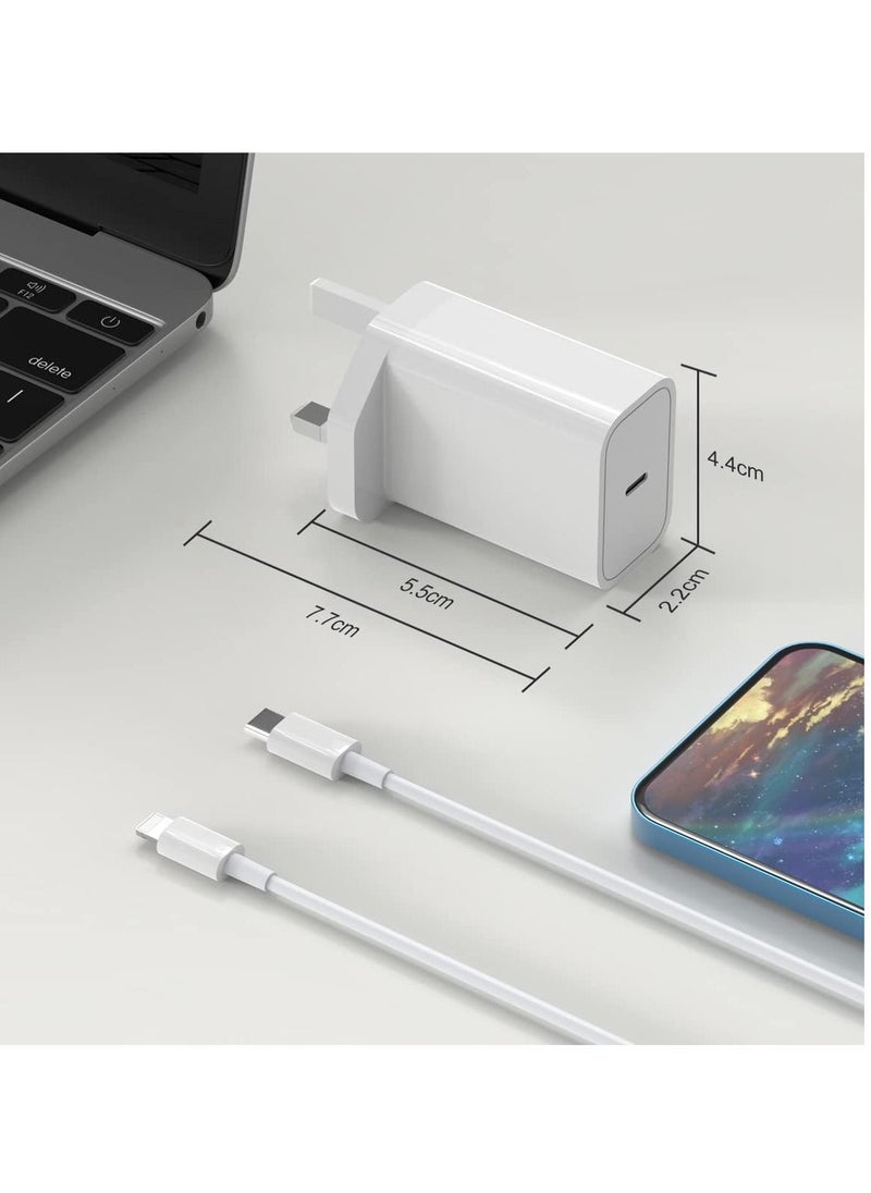 Generic - Apple MFi Certified iPhone 20W USB C PD Wall Plug Fast Charger, Compatible with 6.6FT USB C to Lightning Cable - Image 1