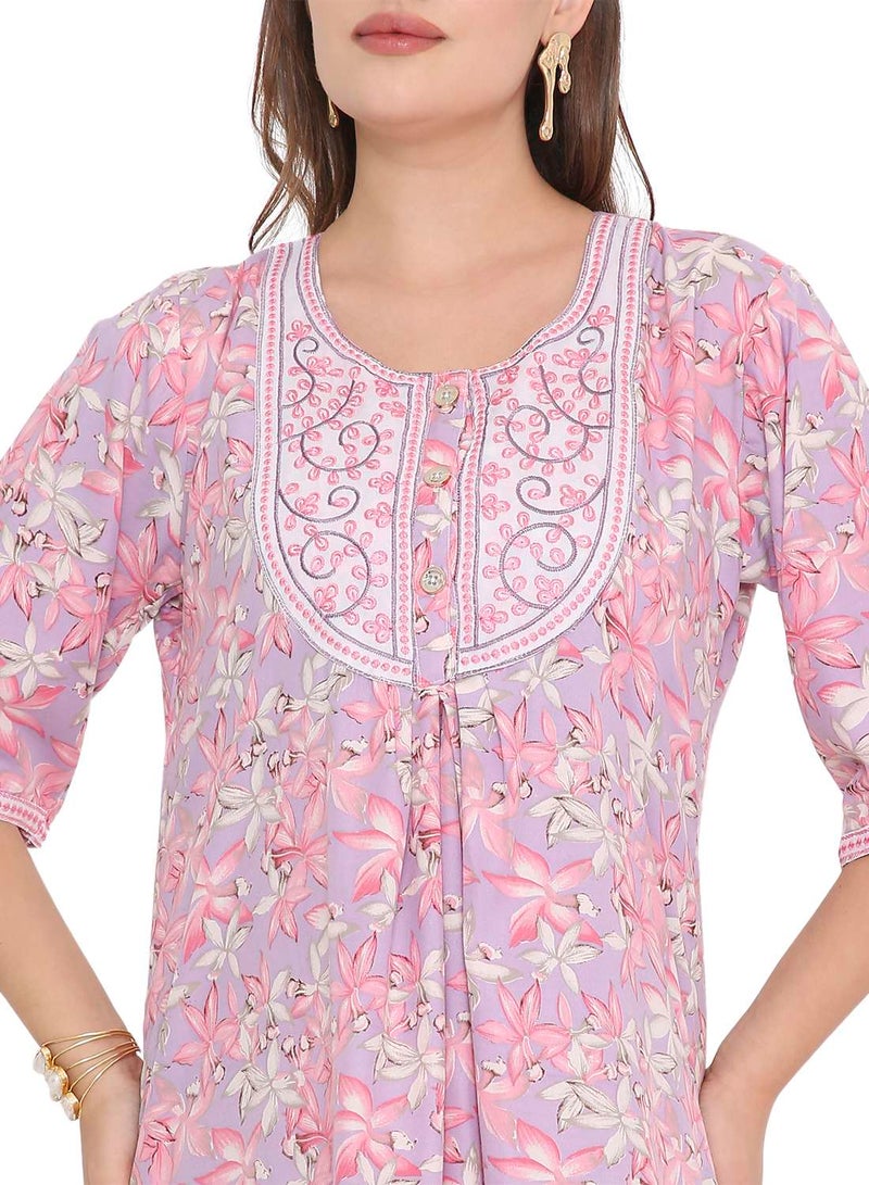HANA & SARA NEW SHORT SLEEVE PRINTED LONG ARABIC KAFTAN JALABIYA DRESSES  - Image 3