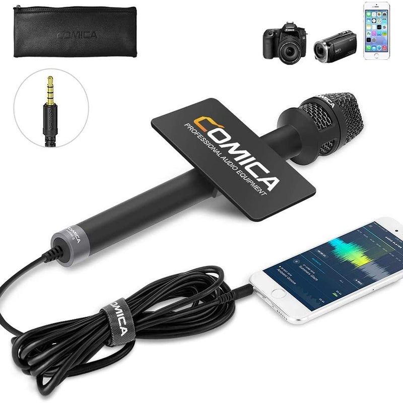 COMICA HRM-S Handheld Interview Microphone for Smartphone, 3.5mm TRRS Cardioid Condenser Reporter Mic for Video Recording, Interview, Speech, Vocal - Image 1