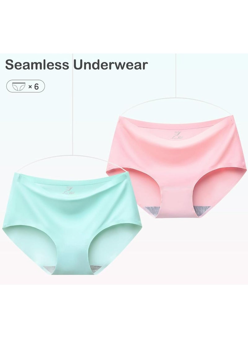 لوف بيل ملابس داخلية نسائية من LOVE BELL بدون خياطة مكونة من 6 قطع - ملابس داخلية غير مرئية وناعمة وسلسة للسيدات. (الإمارات العربية المتحدة/المملكة العربية السعودية، ألفا، كبير، عادي، عادي، ناعم وكلاسيكي عادي - عبوة من 6 قطع) - Image 2