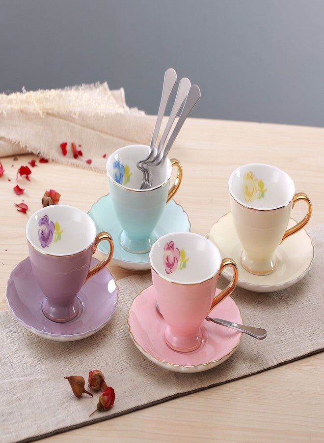 جوسالفا طقم فناجين وصحون قهوة إسبريسو من الخزف الصيني الفاخر من جوسالفا®، سعة 3 أونصة، FD-TCS02-4COLOR - Image 4