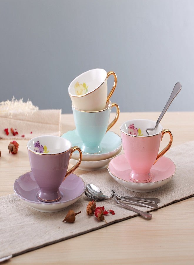 جوسالفا طقم فناجين وصحون قهوة إسبريسو من الخزف الصيني الفاخر من جوسالفا®، سعة 3 أونصة، FD-TCS02-4COLOR - Image 5