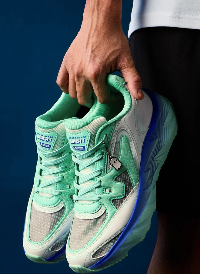 The Souled Store  The Souled Store Men MACH 1 Colourblocked Sea Green Low Top Sneakers  | Best Price UAE
