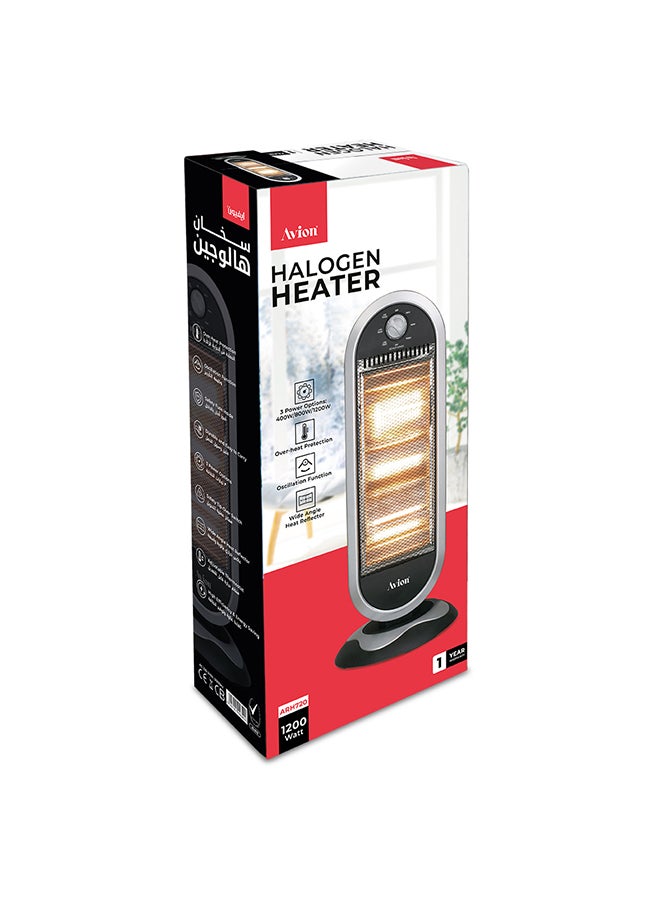 Halogen Heater, 1200 Watts, Oscillation Function, Wide Angle Heat Reflector 3 Heat Level