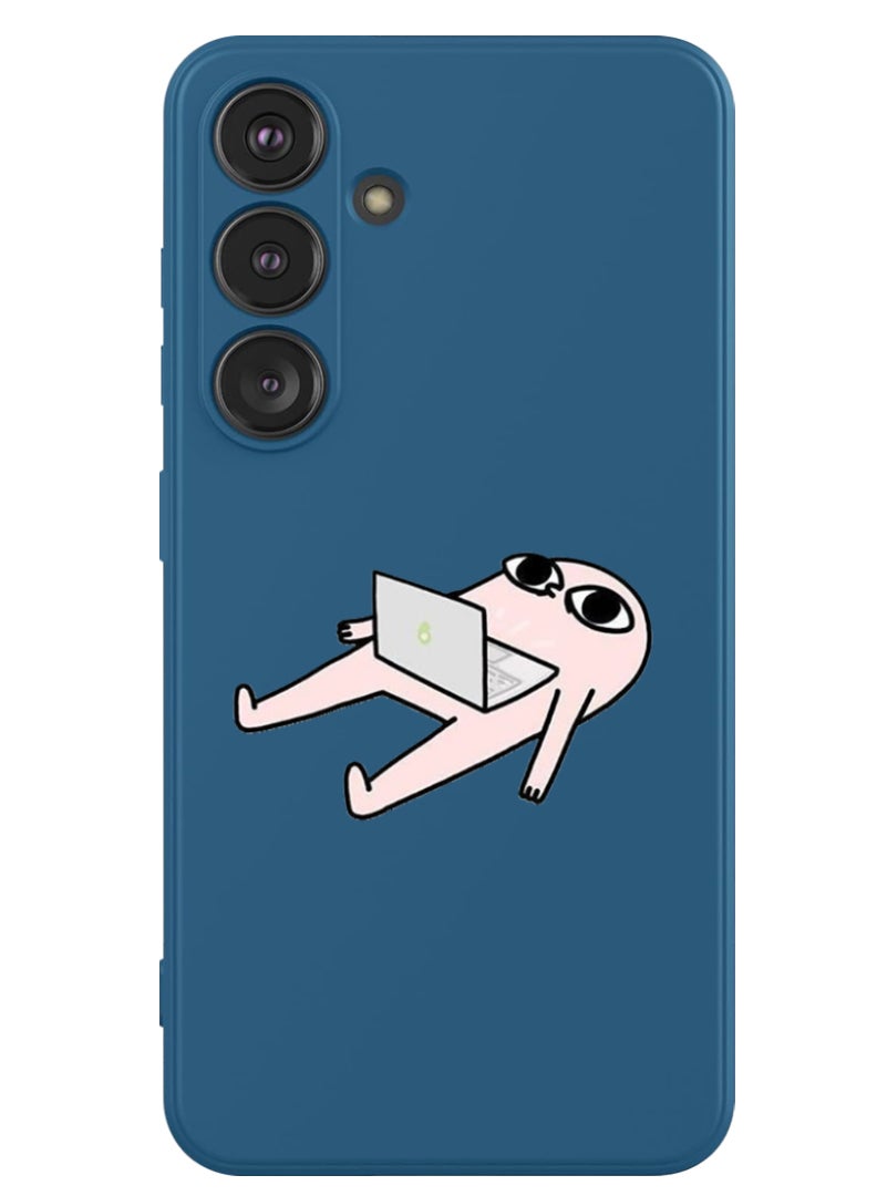 Theodor Protective Slim Fit Case Liquid Silicone Cover with Full Body Protection Anti-Scratch Shockproof Case For Samsung Galaxy S24 Plus (Blue) - Sleep with Laptop - Image 1