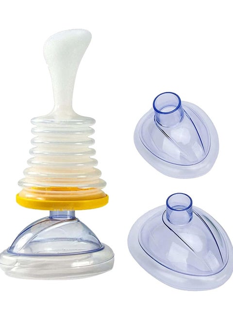 Choking Rescue Device,Professional Choking Emergency Device for Adult and Children,Suction Anti Choking Device, 2 Different Size Masks, Emergency Device (Yellow)