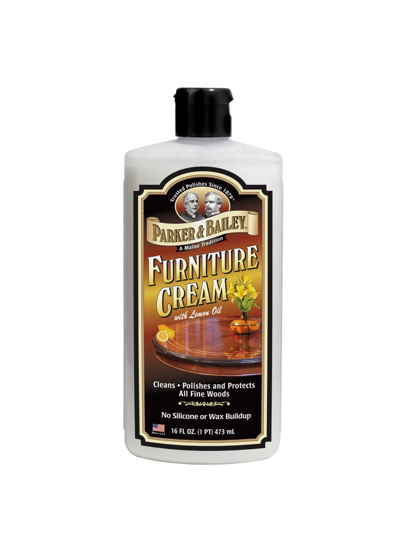 Parker & Bailey PARKER  BAILEY FURNITURE CREAM  Multisurface Wood Cleaner And Polish Furniture Quick Shine Restorer Protector Kitchen Cabinets Surface Cleaner House Cleaning Supplies Home Improvement 16oz 