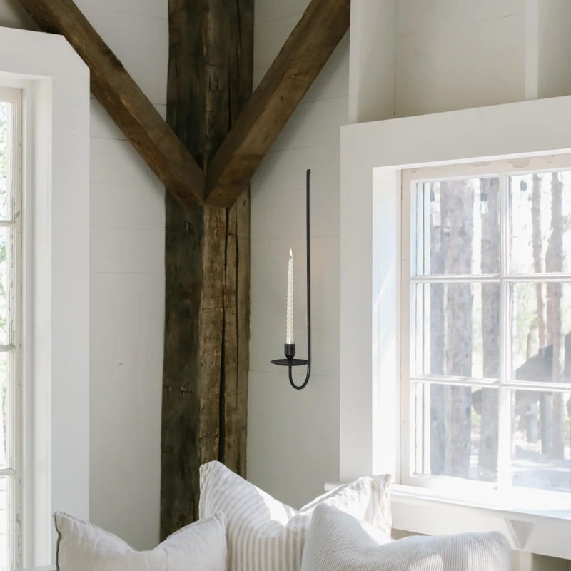 SUJUN 24.8" Iron Metal Wall Candle Sconce Holder, Set of 2 Wall Mount Candle Holders Modern Wall Candle Sconces Hanging for Living Room Farmhouse Fireplace Wedding - Image 5