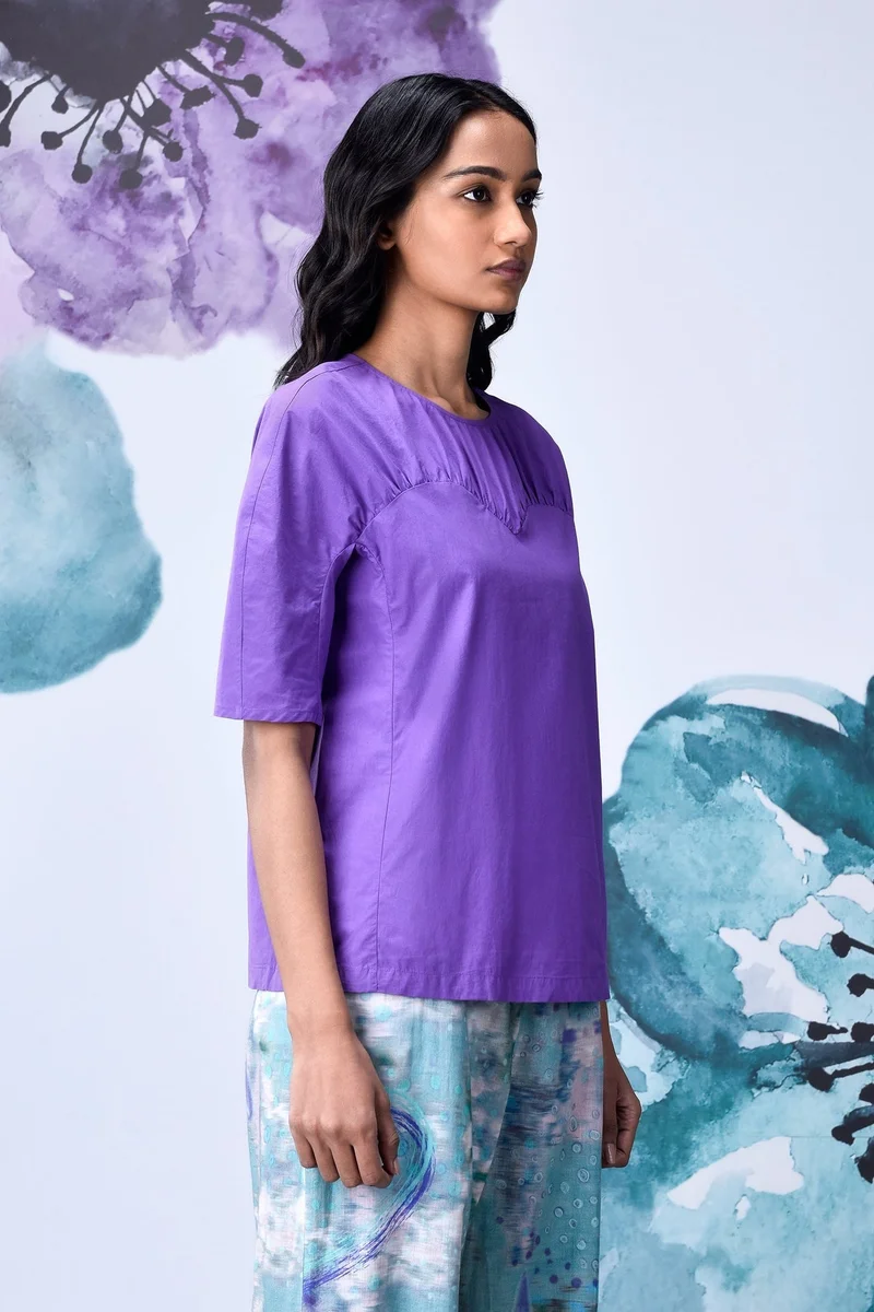 Genes Lecoanet Hemant  Gather Heart Regular Fit Top- French Lavender for Women | Best Price UAE