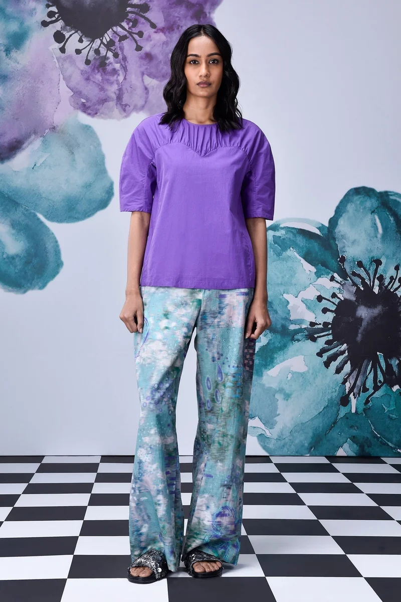 Genes Lecoanet Hemant  Gather Heart Regular Fit Top- French Lavender for Women | Best Price UAE