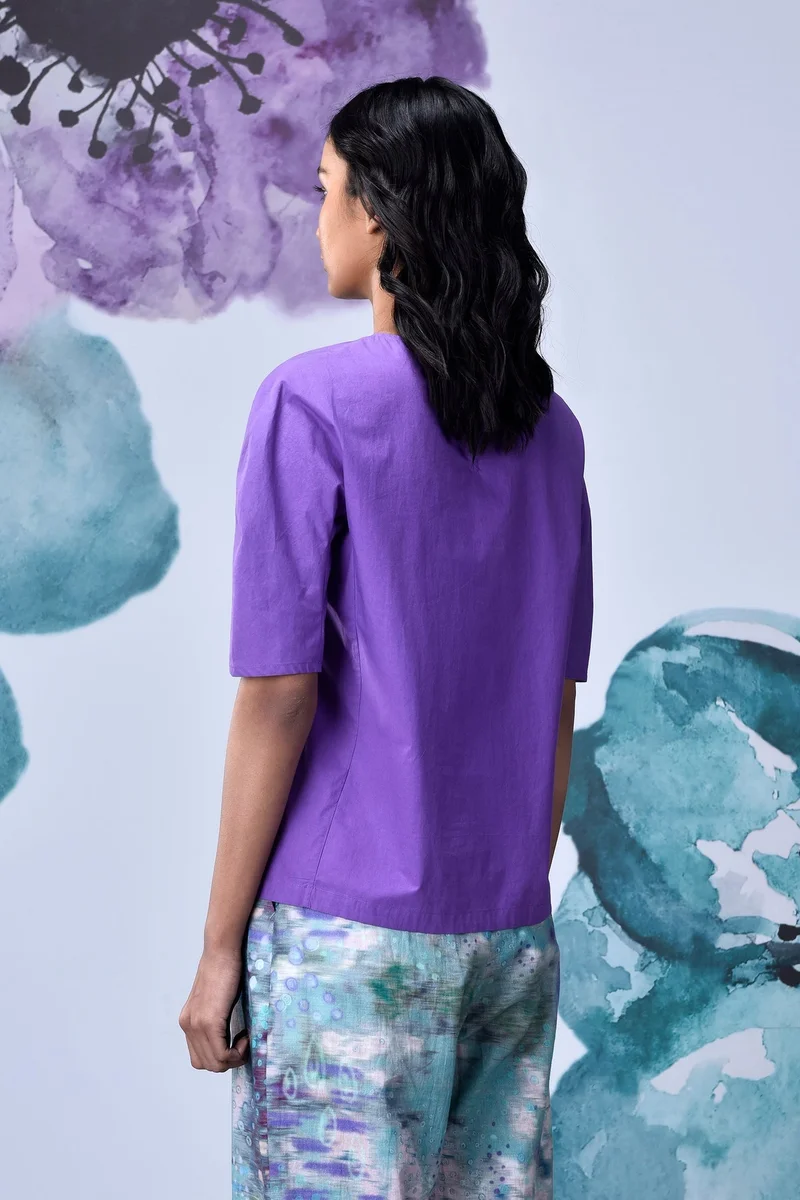 Genes Lecoanet Hemant  Gather Heart Regular Fit Top- French Lavender for Women | Best Price UAE