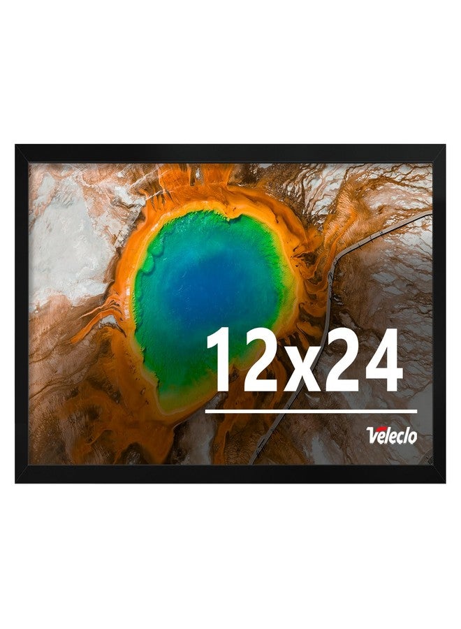 Veleclo 12x24 Picture Frame for Wall Display, 12x24 Black Picture Frame with Shatter Resistant Plexiglass, Stable and Sturdy 12 x 24 Poster Frame for Wall Display, Handpicked Gift Collection, 1 Pack - Image 1