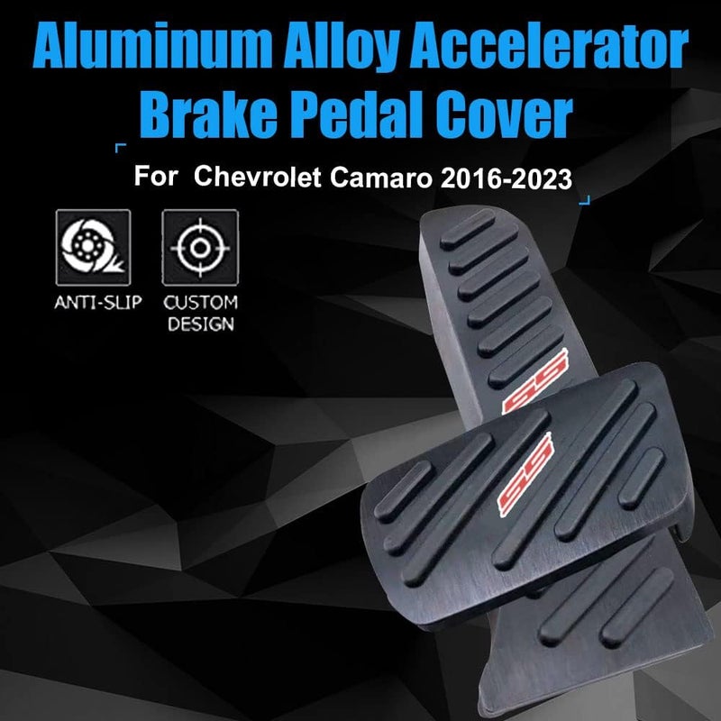 BOYOUS 2PCS Aluminum Alloy Anti-Slip Brake and Accelerator Pedal Pads Cover Set for Chevrolet Camaro 2016-2023 - Image 2