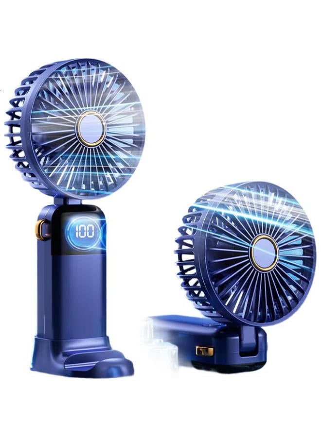 kelleia Kalai'Ao Handheld Mini Fan, Portable Stand, Usb Foldable, Neck-Hanging, Outdoor, Student Dormitory, Office, Quiet Operation, Rechargeable, High Wind Power, Long Battery Life, Blue - Image 1