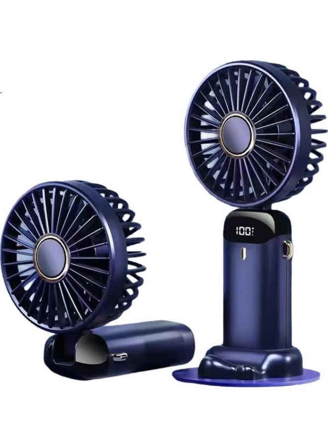 kelleia Kalai'Ao Handheld Mini Fan, Portable Stand, Usb Foldable, Neck-Hanging, Outdoor, Student Dormitory, Office, Quiet Operation, Rechargeable, High Wind Power, Long Battery Life, Blue - Image 2