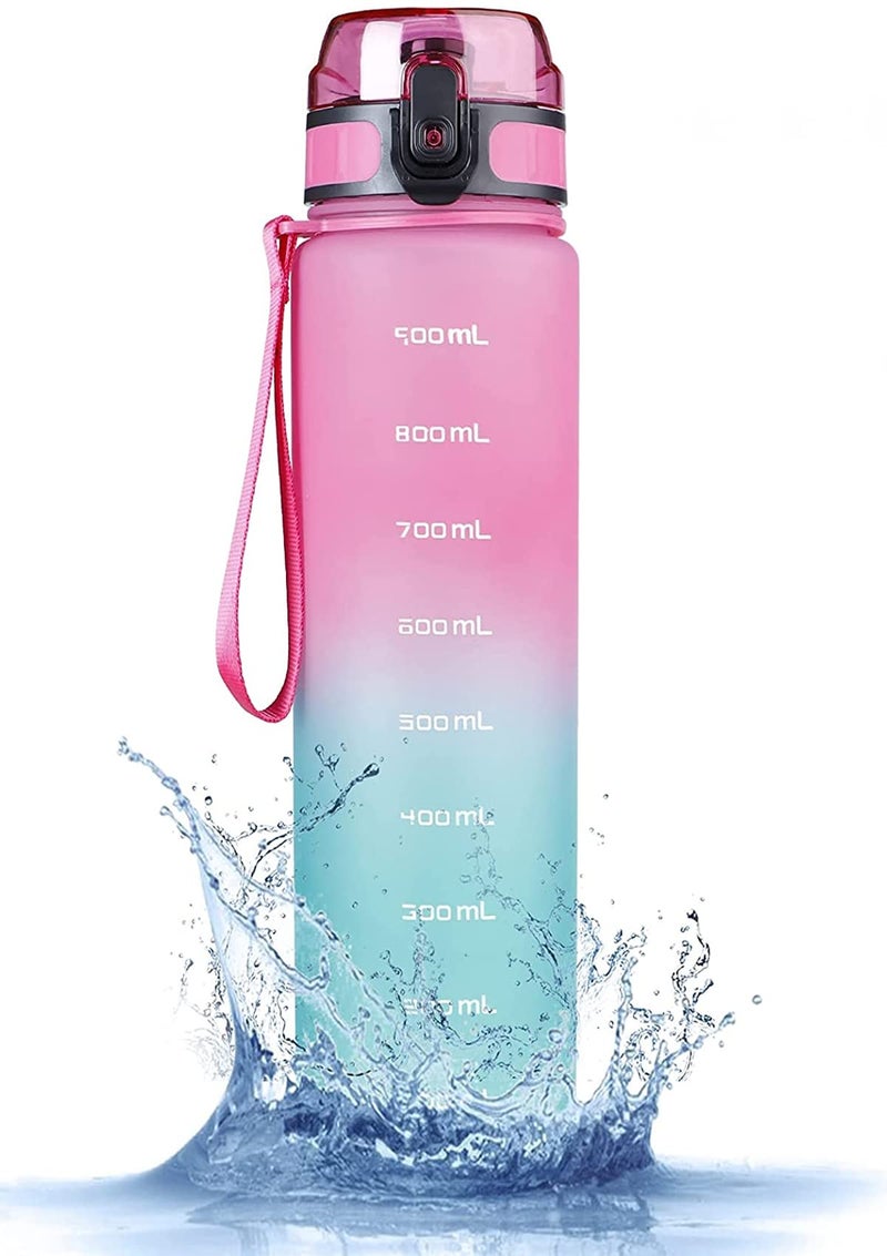 US1984 Unbreakable Water Bottle, Leakproof BPA-Free Non-Toxic Sport Water Bottle, Wide Mouth Strong Travel Gym Water Bottle with Scale Bottle for Kids Adult Office, School, Gym, Yoga 1000ml (pink) - Image 4