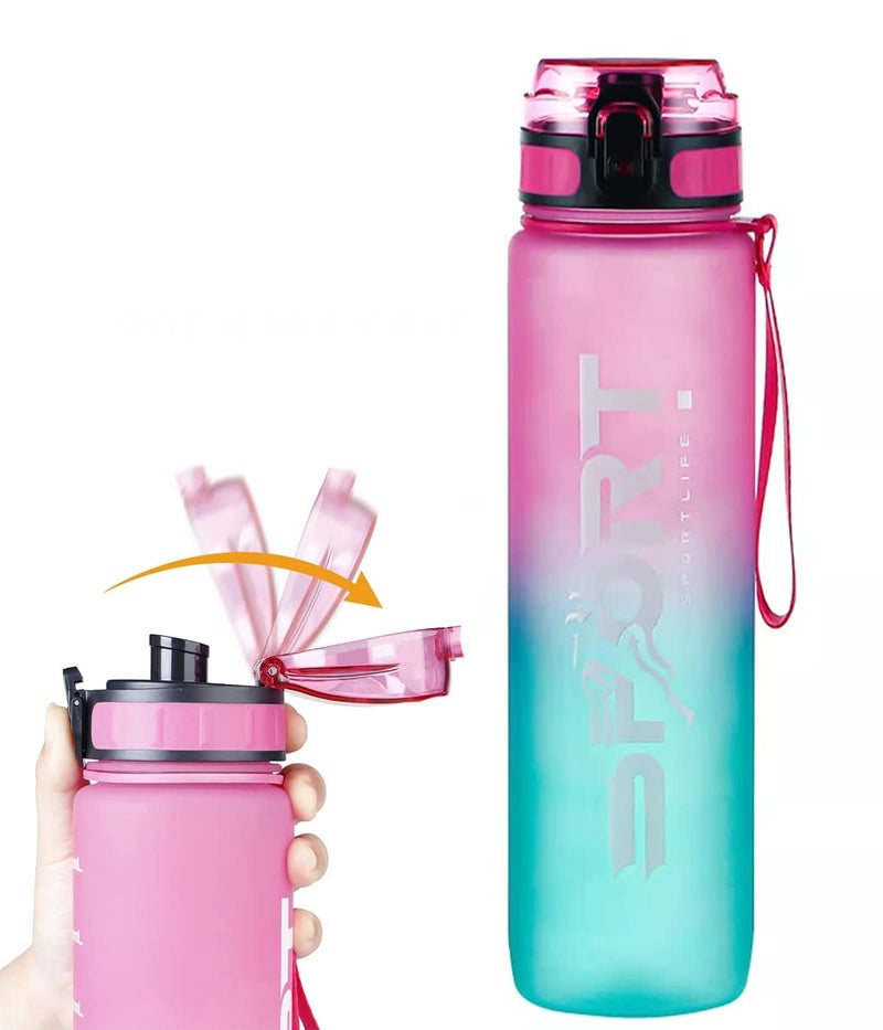 US1984 Unbreakable Water Bottle, Leakproof BPA-Free Non-Toxic Sport Water Bottle, Wide Mouth Strong Travel Gym Water Bottle with Scale Bottle for Kids Adult Office, School, Gym, Yoga 1000ml (pink) - Image 5