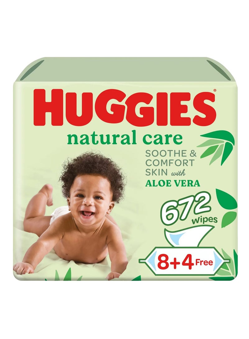 Huggies Natural Care Aloe Vera Baby Wipes for Sensitive Skin, 672 Count - Gentle - Image 1