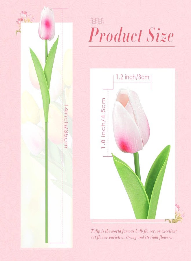 Geosar 40 Pcs Mother's Day Artificial Fake Tulip Flowers Bulk for Decoration, 14 Inch PU Faux Tulip Stems for Wedding Table Centerpieces Floral Vase Decor(Fresh Colors) - Image 2