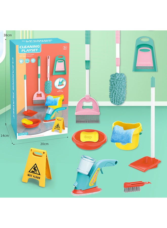 Play House Cleaning Toys Suit Children's Mop Cleaning Tools Cleaning Household Sweeper-Color:388-5 Configuration As Shown In The Figure 【15PCs】】 - Image 4