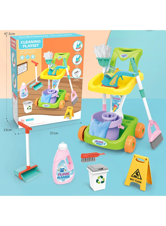 Play House Cleaning Toys Suit Children's Mop Cleaning Tools Cleaning Household Sweeper-Color:388-5 Configuration As Shown In The Figure 【15PCs】】 - Image 2