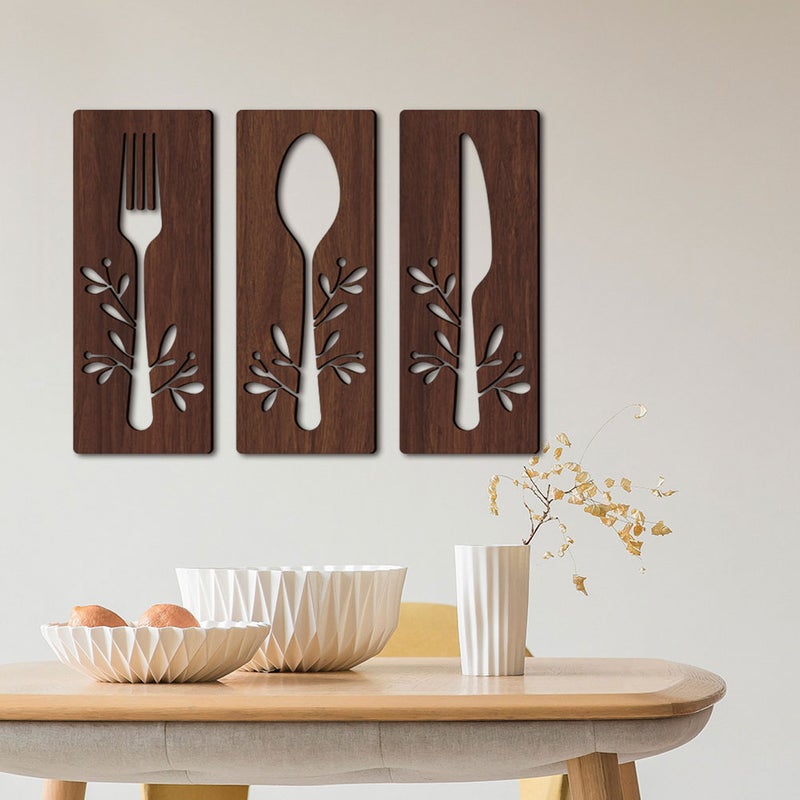 1 Set Fork Spoon Cutter Sign Wall Decor Cutout Wall Decor for Home Dining Room Restaurant - Image 1