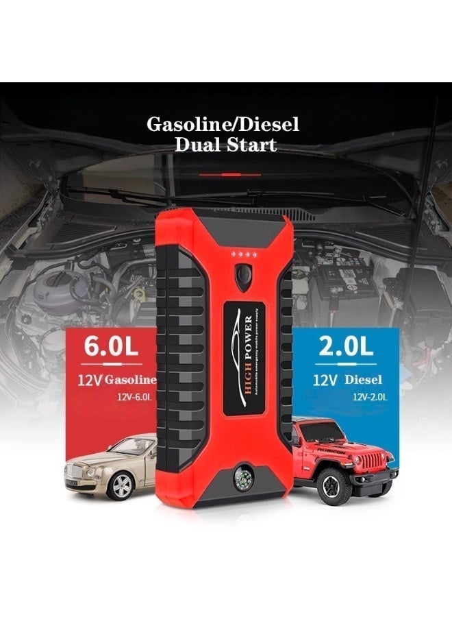 Jump Starter with Air Compressor 99800mA 12V, -40 - 85°C,Water-Resistant,Car Battery Jump Starter All Gas Car 6.0L Diesel Smart Jumper and LED Emergency Light SOS,with CE,FCC,ROHS Certification - Image 3