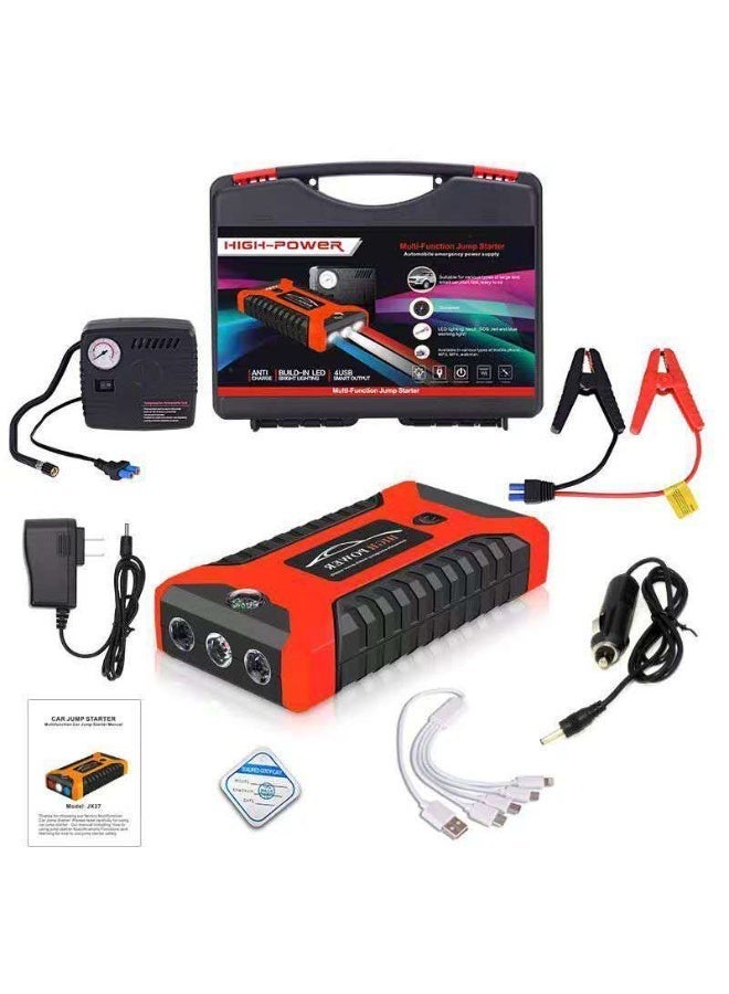 Jump Starter with Air Compressor 99800mA 12V, -40 - 85°C,Water-Resistant,Car Battery Jump Starter All Gas Car 6.0L Diesel Smart Jumper and LED Emergency Light SOS,with CE,FCC,ROHS Certification - Image 2