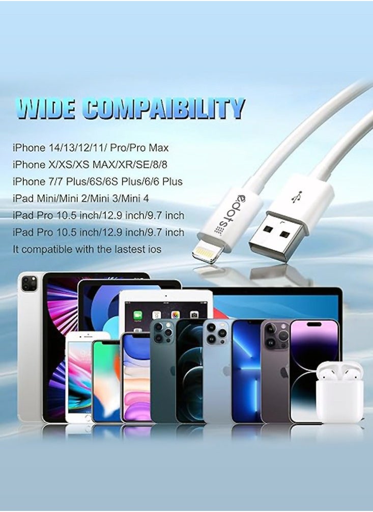 Edots Lightning to USB Charging Cable Cord Compatible iPhone 14/13/12/11 Pro/11/XS MAX/XR/8/7/6s Plus,iPad Pro/Air/Mini,iPod Touch  - Image 2