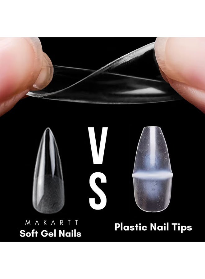 550pcs soft gel full coverage nail tips 11 sizes gel nail tips, full coverage false nails artificial nails with box, semi-matte tip gel nail extensions suitable for nail salons and DIY manicures - Image 2